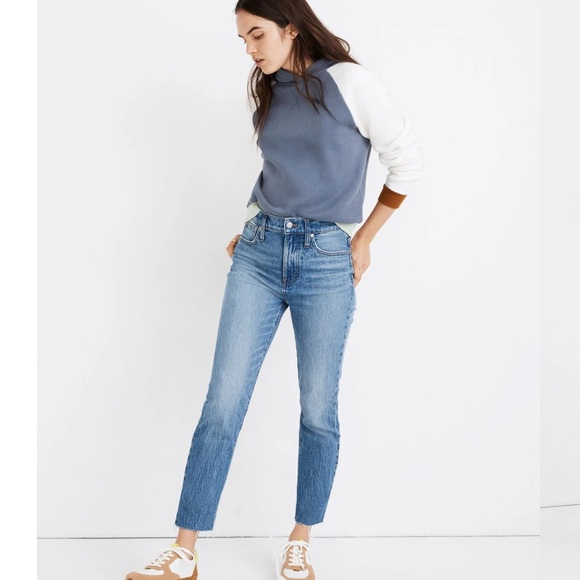 Madewell 24 Perfect Vintage Jean Enmore Wash Ankle Raw Hem High Waist Straight - Picture 1 of 10